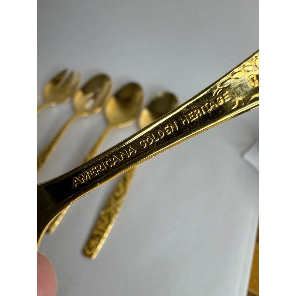 Americana Golden Heritage Gold Electroplate Flatware Hostess Serving Set 6pc